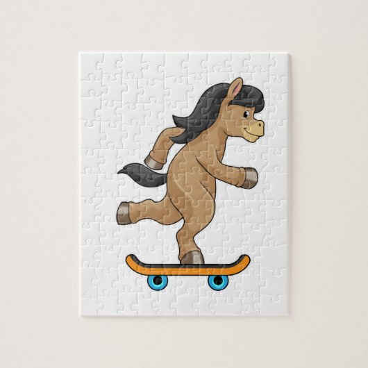 Paarden als Skater met skateboard Legpuzzel (Verticaal)