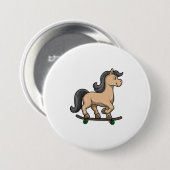 Paarden als Skater met skateboard Ronde Button 7,6 Cm (Voorkant /achterkant)