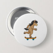 Paarden als Skater met skateboard Ronde Button 7,6 Cm (Voorkant /achterkant)
