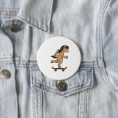 Paarden als Skater met skateboard Ronde Button 7,6 Cm (In situ)