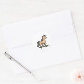 Paarden als Skater met skateboard Ronde Sticker (Envelop)