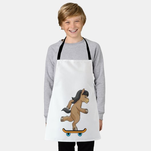 Paarden als Skater met skateboard Schort (Gedragen)