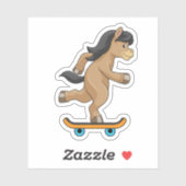 Paarden als Skater met skateboard Sticker (Vel)