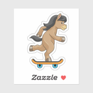 Paarden als Skater met skateboard Sticker