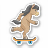 Paarden als Skater met skateboard Sticker (Voorkant)