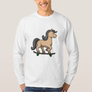 Paarden als Skater met skateboard T-shirt