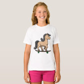 Paarden als Skater met skateboard T-shirt (Voorkant volledig)