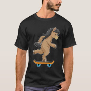 Paarden als Skater met skateboard T-shirt