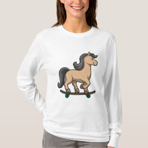 Paarden als Skater met skateboard T-shirt