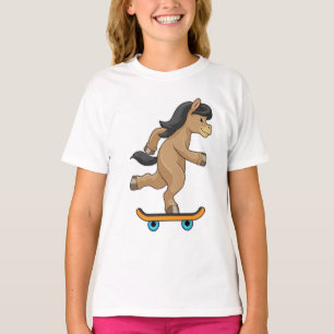 Paarden als Skater met skateboard T-shirt