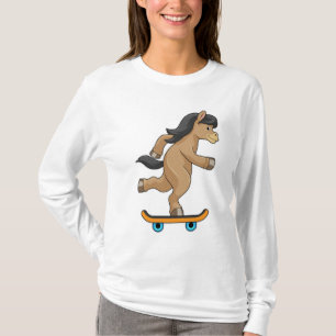 Paarden als Skater met skateboard T-shirt