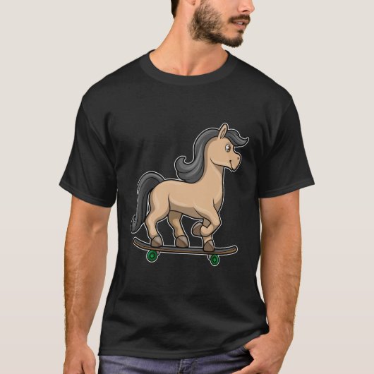 Paarden als Skater met skateboard T-shirt (Voorkant)