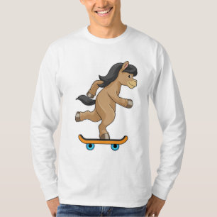 Paarden als Skater met skateboard T-shirt