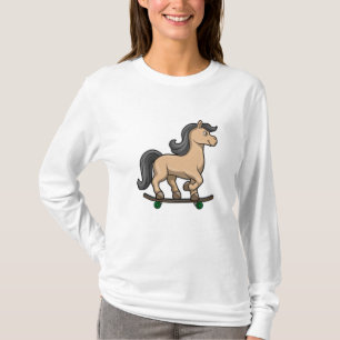 Paarden als Skater met skateboard T-shirt