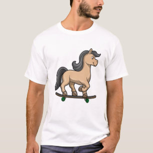Paarden als Skater met skateboard T-shirt