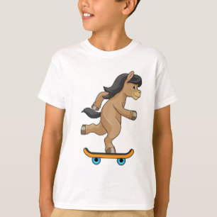 Paarden als Skater met skateboard T-shirt