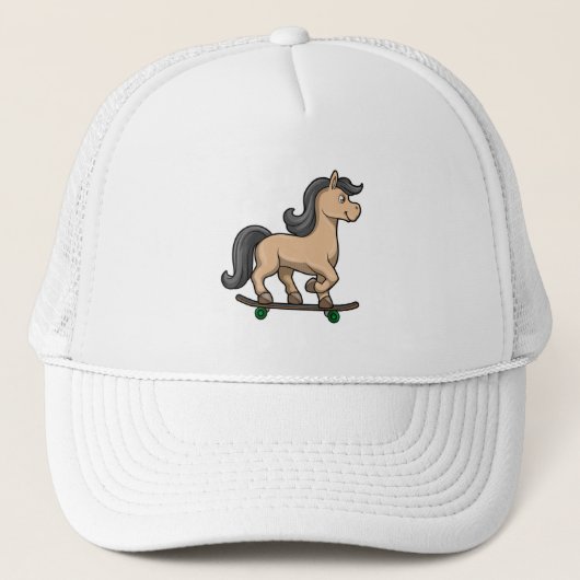 Paarden als Skater met skateboard Trucker Pet (Voorkant)