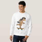 Paarden als Skater met skateboard Trui (Voorkant volledig)