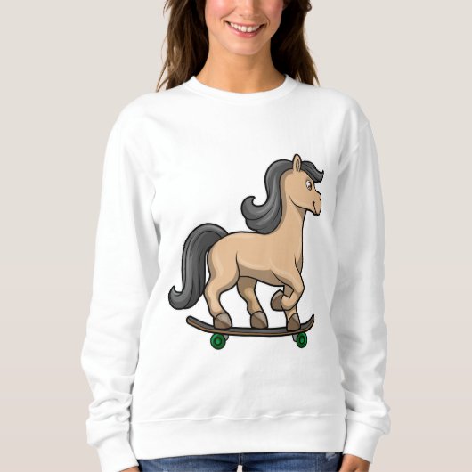 Paarden als Skater met skateboard Trui (Voorkant)