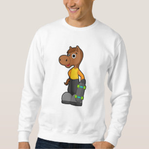 Paarden als Skater met skateboard Trui