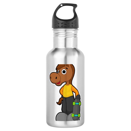 Paarden als Skater met skateboard Waterfles (Voorkant)