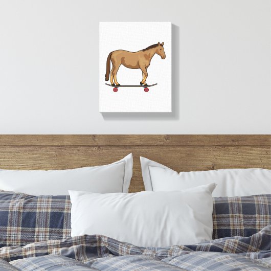 Paarden als Skater op skateboard Canvas Afdruk (Insitu (Slaapkamer))