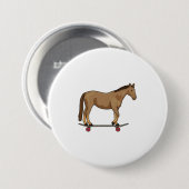 Paarden als Skater op skateboard Ronde Button 7,6 Cm (Voorkant /achterkant)