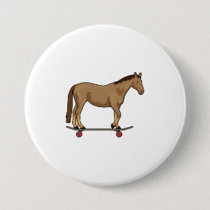 Paarden als Skater op skateboard Ronde Button 7,6 Cm