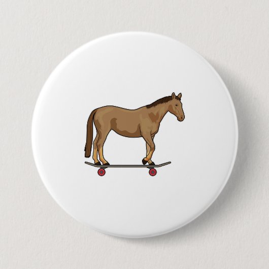 Paarden als Skater op skateboard Ronde Button 7,6 Cm (Voorkant)