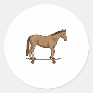 Paarden als Skater op skateboard Ronde Sticker
