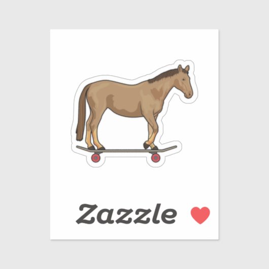 Paarden als Skater op skateboard Sticker (Vel)