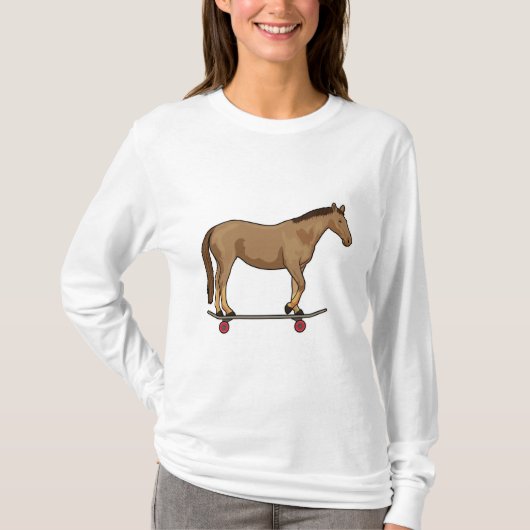 Paarden als Skater op skateboard T-shirt (Voorkant)