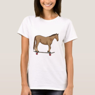 Paarden als Skater op skateboard T-shirt