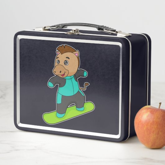 Paarden als Snowboarder met Snowboard (In situ)