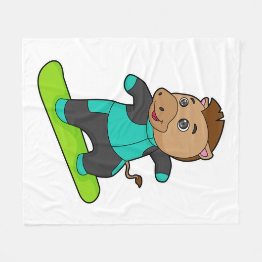 Paarden als Snowboarder met Snowboard Fleece Deken (Voorkant (Horizontaal))