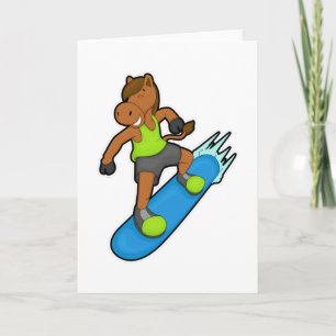 Paarden als Snowboarder met Snowboard Kaart
