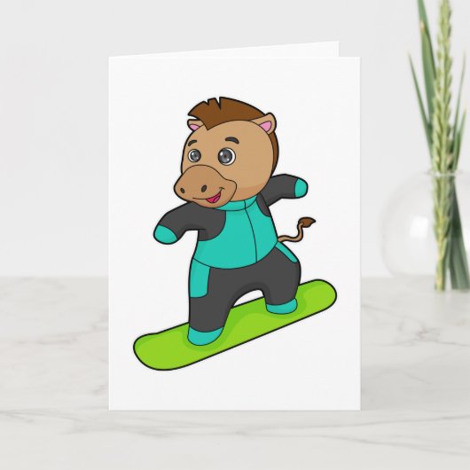 Paarden als Snowboarder met Snowboard Kaart (Voorkant)
