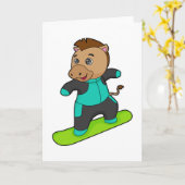 Paarden als Snowboarder met Snowboard Kaart (Gele Bloem)