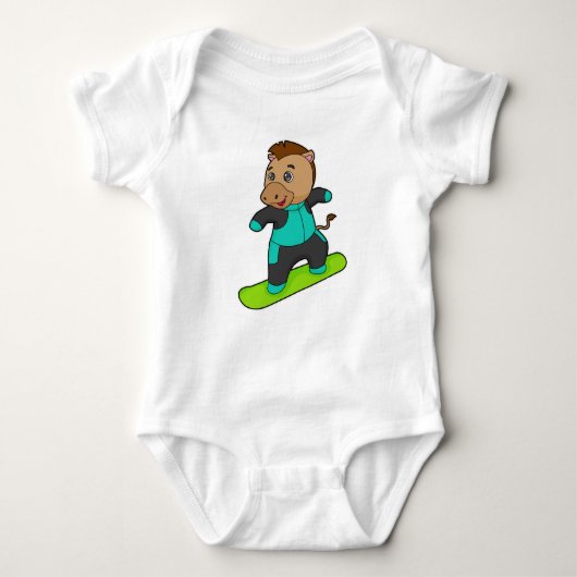 Paarden als Snowboarder met Snowboard Romper (Voorkant)