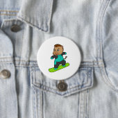 Paarden als Snowboarder met Snowboard Ronde Button 7,6 Cm (In situ)