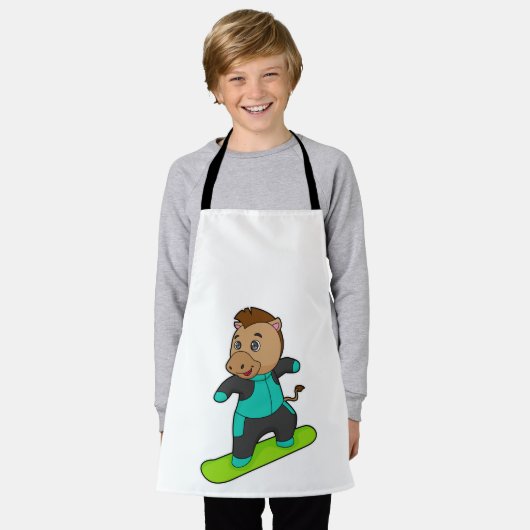 Paarden als Snowboarder met Snowboard Schort (Gedragen)