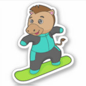 Paarden als Snowboarder met Snowboard Sticker (Voorkant)
