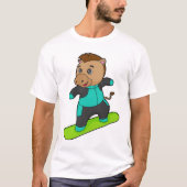 Paarden als Snowboarder met Snowboard T-shirt (Voorkant)