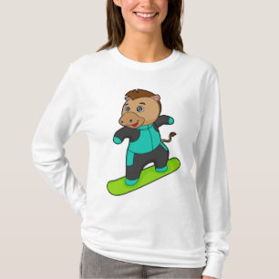 Paarden als Snowboarder met Snowboard T-shirt