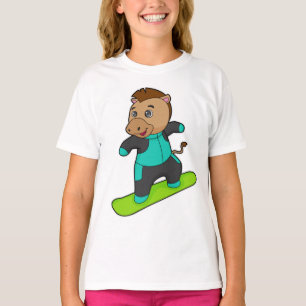 Paarden als Snowboarder met Snowboard T-shirt
