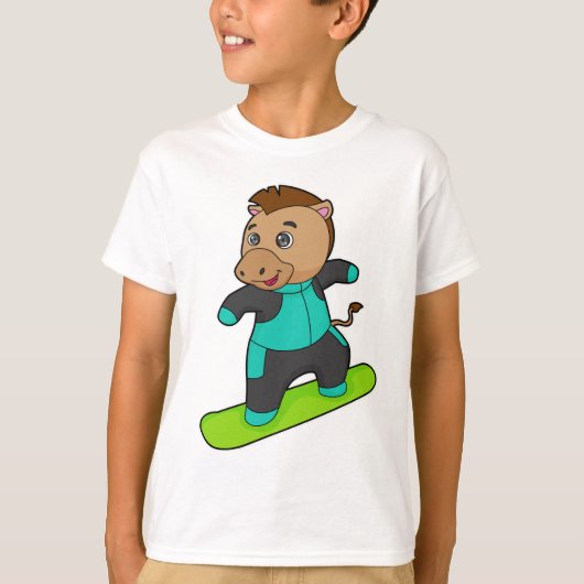 Paarden als Snowboarder met Snowboard T-shirt (Voorkant)