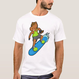 Paarden als Snowboarder met Snowboard T-shirt