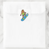 Paarden als Snowboarder met Snowboard Vierkante Sticker (Tas)