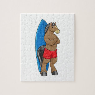 Paarden als Surfer met surfbord Legpuzzel