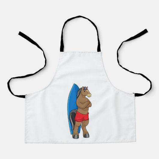 Paarden als Surfer met surfbord Schort (Voorkant)